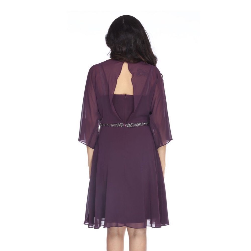 Joseph Ribkoff Amethyst Embellished Chiffon Layered A-Line Dress - Picture 3 of 13